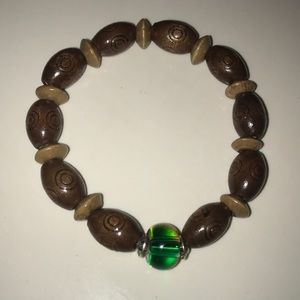 Brown wood bead bracelet